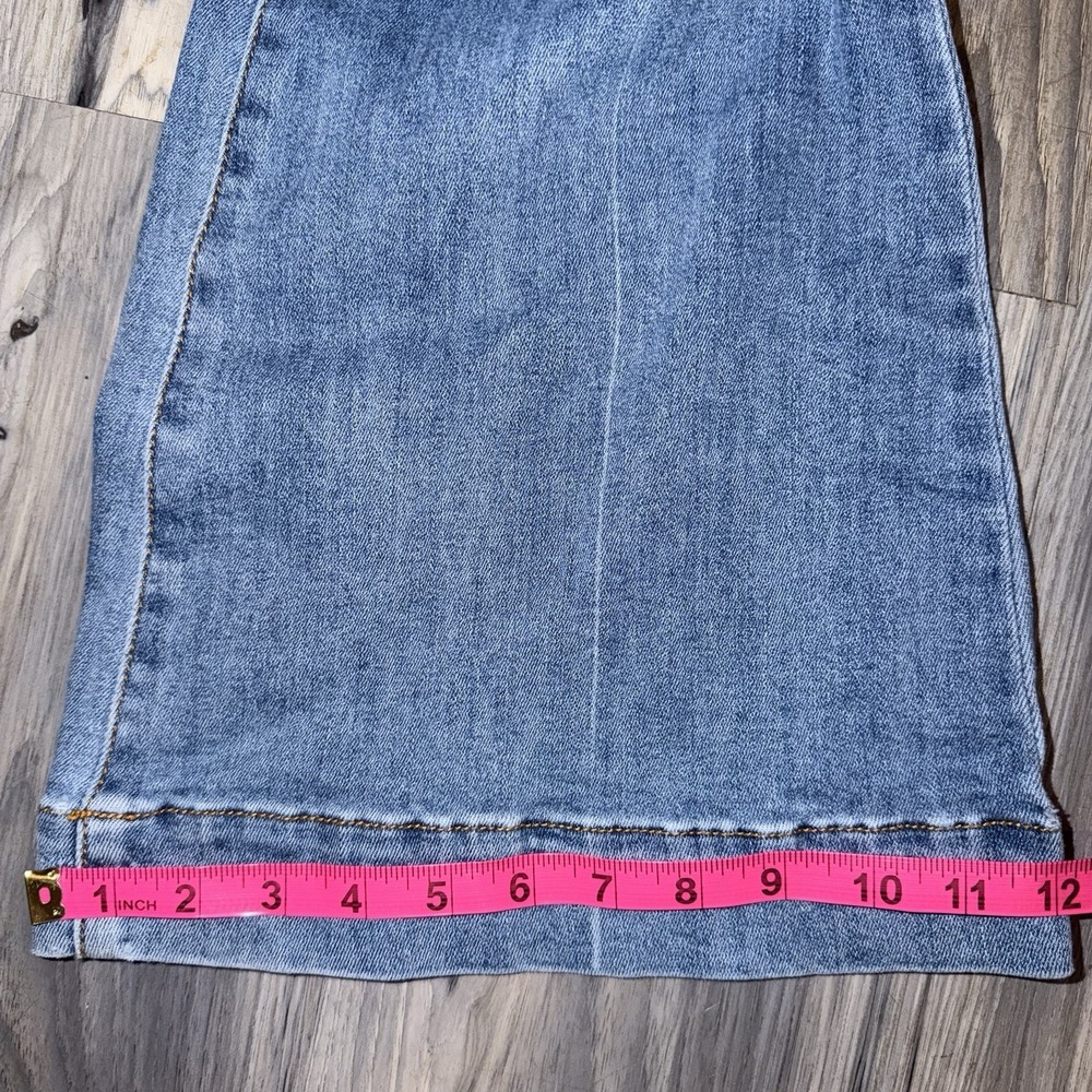 Risen Jeans Womens 11/30 Blue Wash High Rise Patch Front Pockets Flared Wide Leg - Picture 9 of 12